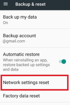 Network settings reset android nougat 7.0