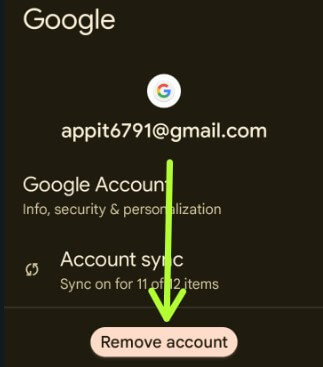 Remove your Google Account to Fix Error 504 Play Store