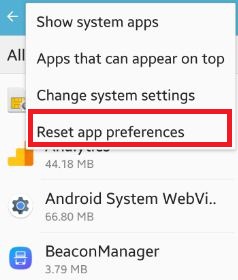 Reset app preferences android 7.0 nougat