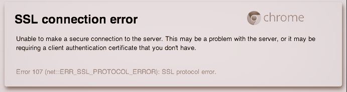 SSL error page Chrome