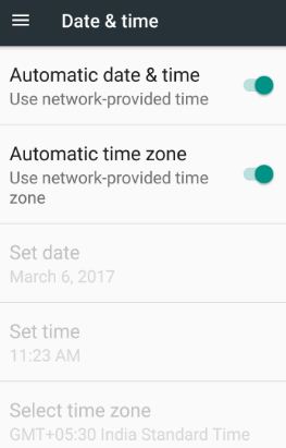 Set date and time to fix error RH-01 Google Play Store
