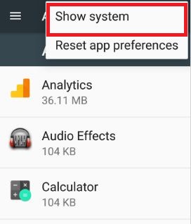 Show hidden system apps android phone