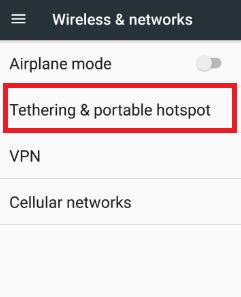 Tethering and portable hotspot settings in 7.0 nougat phone