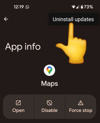 Uninstall App Update to fix Google Maps Not Talking Android