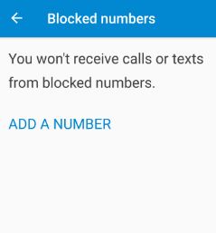 add number to block calls and text message in nougat 7.0