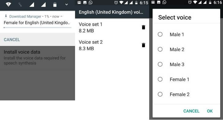 change Google text-to-speech voice