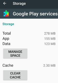clear cache of Google Play Services in android