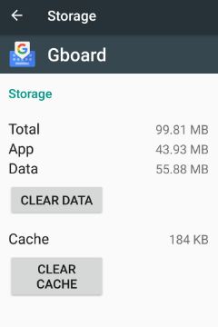 clear the cache & data of Gboard app in android