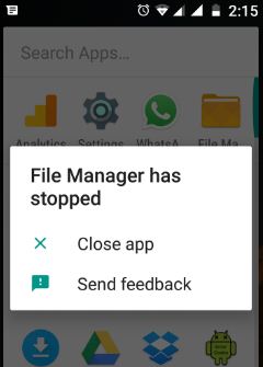 file manager has stopped