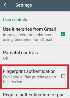 fingerprint authentication for Google play purchases