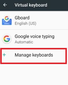 manage keyboards in virtual keyboard settings in 7.0 nougat