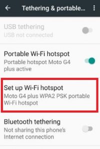 set up wifi hotspot in android nougat 7.0 device