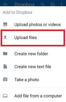 upload files from PC to dropbox