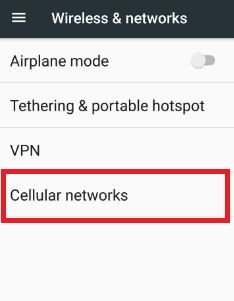 Cellular networks settings in 7.0 nougat phone