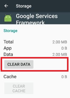 Clear data of Google services framework