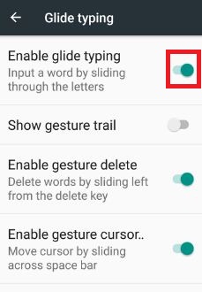 Enable glide typing in android nougat 7.0