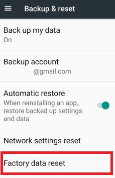Factory data reset android 7.0 nougat