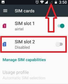 How to disable SIM card android 7.0 nougat