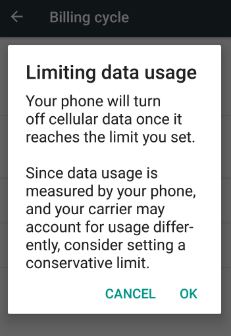 Limiting data usage on android nougat 7.0