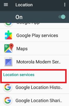 Location services section in android