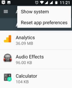 Reset app preferences in nougat to fix camera issue