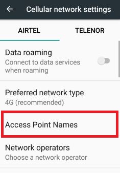 Set access point names in 7.0 nougat phone