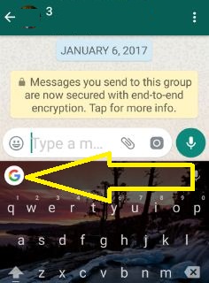 Tap G button from keyboard on WhatsApp