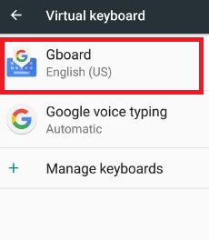 Tap Gboard under virtual keyboard in android