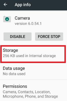 Tap storage under app info in android device