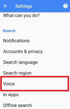 Tap voice under search section in Google app