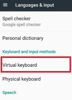 Virtual keyboard in L&I settings android