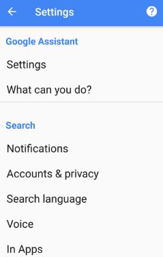change Google App settings