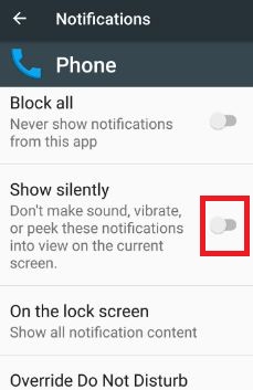 disable phone calls silent in android nougat