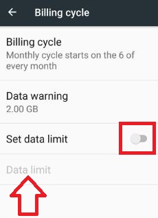 Tap data limit to set data usage limit