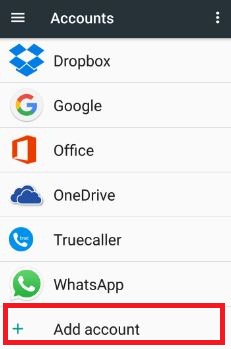 Add another google account in android