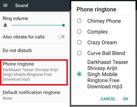 Change default ringtone in android 7.0 phone