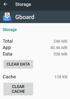 Clear cache of Gboard keyboard app in android