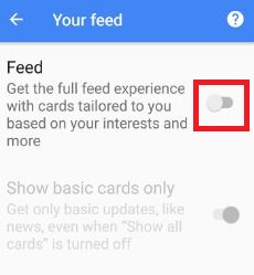 Disable feed in android phone