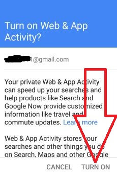 Enable web and app activity android phone