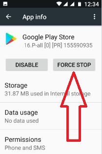 Force Stop Google play store to fix error code 500