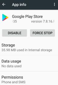 Force stop Google Play store to fix error 491