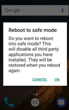 Reboot to safe mode to check app causing error in android app