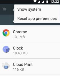 Reset app preference to fix error 500 in play store