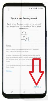 Sign in samsung account to use secure folder on galaxy S8