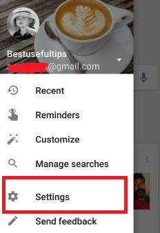 Touch settings in Google app settings