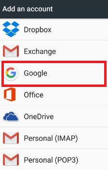 add Google account android phone