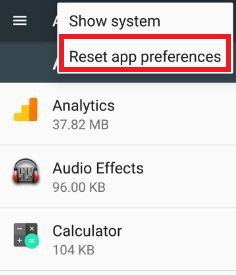 reset app preferences to fix camera app problem