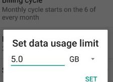 set data usage limit on Samsung Galaxy S8 phone