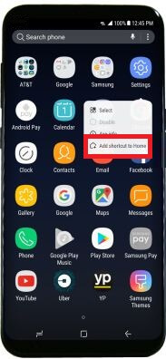 Add app to home screen on Samsung galaxy S8