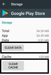 Clear cache and data of play store to fix error android
